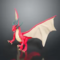 Red Dragon Game Movie Character With White Wings Green Horns And Yellow Claws