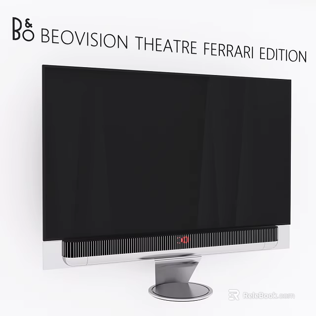 Ferrari Edition Television Theatre With Black Screen Red Logo And Silver Base 3d model 