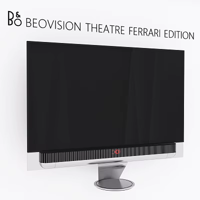 Ferrari Edition Television Theatre With Black Screen Red Logo And Silver Base 3d model