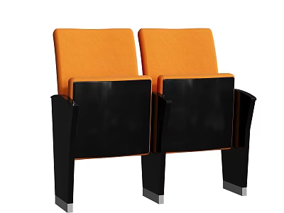 Modern Public Chair With Orange Fabric Seats And Black Metal Frame Design 3d model