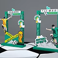 Fun Football Themed Check in Photo Spot With Soccer Players Trophy And Sports Elements