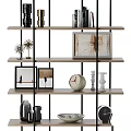 Modern Tiered Shelving Unit With Books Decorative Items Clocks Vases And Picture Frames