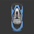 Sleek Blue Sports Racing Car With Black Accents Rear Spoiler And Modern Design