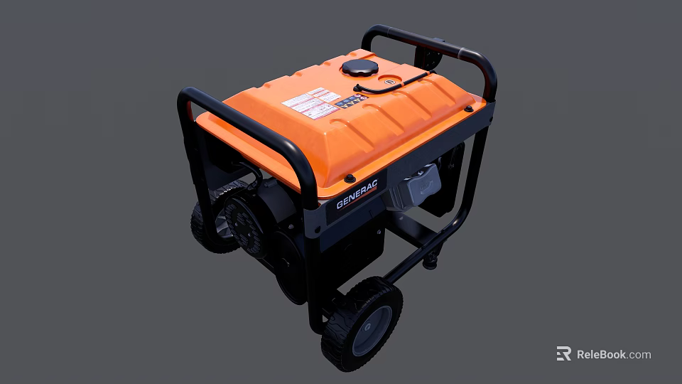 Champion Orange And Black Portable Generator With Wheels For Industrial Power Equipment 3d model 