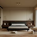 Modern Bedroom Interior Design With Bed Nightstand Accent Chair And Natural Lighting