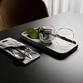 Simple Tableware Set With Glasses Tray Cutlery Napkin Package And Lime