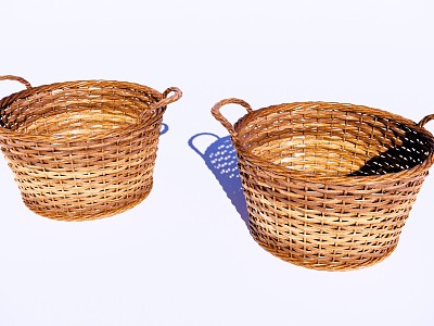 Modern Courtyard Sketches Bamboo Basket Dirty Clothes Basket Rattan Storage Basket Bamboo Vegetable Basket Woven Bamboo Basket Farming Sketches Basket model