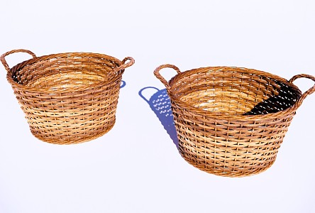 Modern Courtyard Sketches Bamboo Basket Dirty Clothes Basket Rattan Storage Basket Bamboo Vegetable Basket Woven Bamboo Basket Farming Sketches Basket 3d model