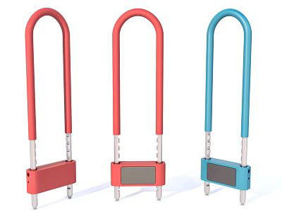 Hardware Tools Three U Locks in Red and Blue Color Variations 3d model