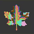 Golden Metallic Maple Leaf With Intricate Vein Texture And Slender Stem Against Dark Background