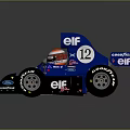 Blue Vintage Formula Race Car With ELF Ford Goodyear Logos Rear Wing Number 12