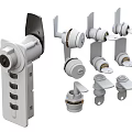Different Lock Hardware Components Including Bodies Knobs And Mounting Parts 3d model
