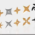 Shuriken Weapons With Various Designs And Different Colors On White Background