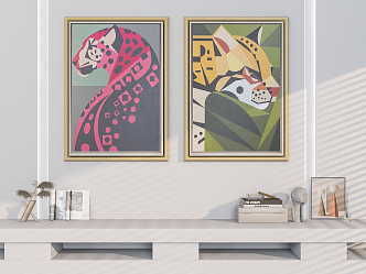 Modern Animal Painting Home Decorative Painting Mei Chen Pendant 3d model