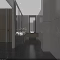 Modern Public Restroom Interior Design With Marble Walls Washbasins And Mirrors