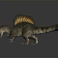 Realistic Spinosaurus Dinosaur Model With Large Sail Open Mouth And Detailed Texture