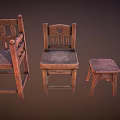 Vintage Wooden Furniture Collection Featuring Classic Chairs And Rustic Stools