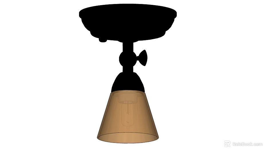 Modern Black Base Ceiling Light With Adjustable Design And Beige Lampshade 3d model