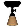 Modern Black Base Ceiling Light With Adjustable Design And Beige Lampshade 3d model