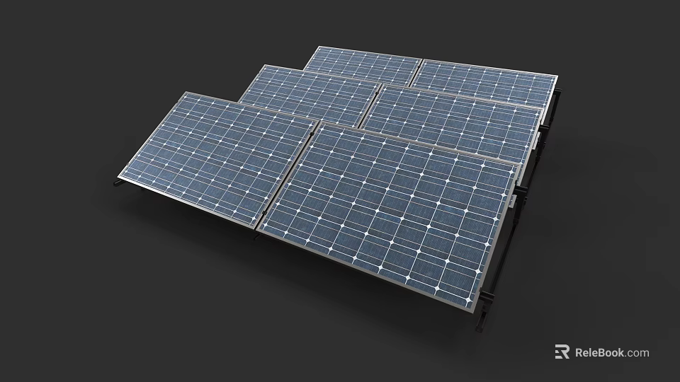 Industrial Solar Panels Array with High Efficiency for Renewable Power Generation 3d model 