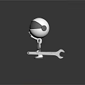 Cute White Robot Character Waving Hand With Wrench In 3D Rendering 3d model