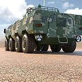 Military Armored Vehicle With Camouflage Paint 6x6 Wheel Drive Mounted Machine Gun For Desert Terrain