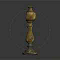 Antique Golden Brass Candlestick Featuring Round Top And Ornate Base Design