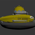 Bright Yellow Underwater Submersible With Rounded Top Circular Windows And Metallic Base 3d model