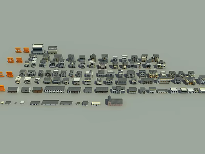 Diverse Modern Residential Buildings With Various Architectural Styles and Sizes 3d model
