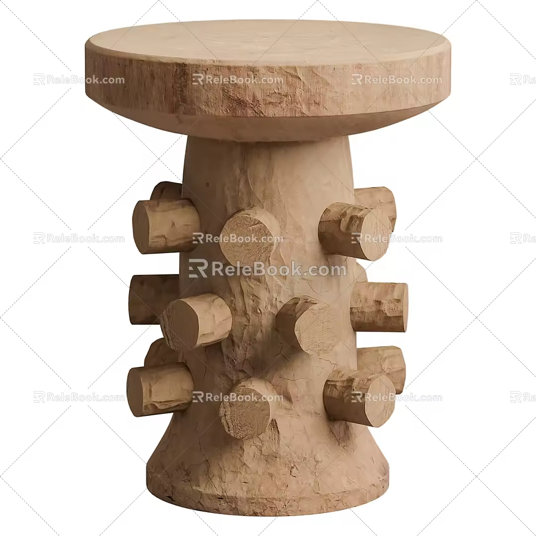 Pols Potten New Chinese Style Solid Wood Modeling Side Table 3d model