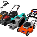 Various Lawn Mower Models As Agricultural Equipment With Different Colors And Designs