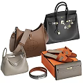 Stylish Leather Bags And Cases With Brown Black Gray Designs And Orange Box