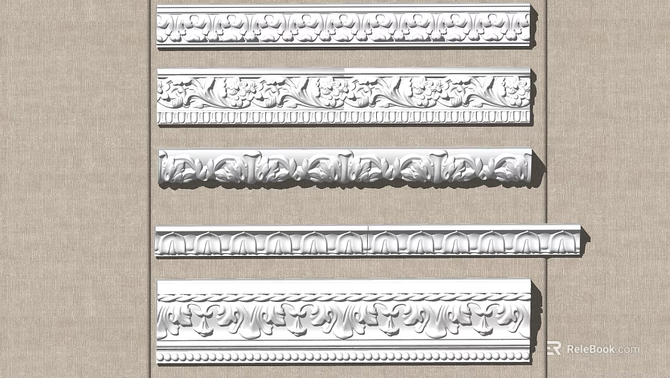 Various Decorative Plaster Cornice Designs With Intricate Patterns For Interior Decoration 3d model 