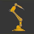 Yellow Mechanical Arm 3D Model Featuring Detailed Metallic Joints And Stable Base Structure 3d model