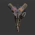 Sleek Sniper Rifle With Blue Gold Accents Metallic Body And Detailed Scope Design