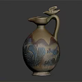 Artistic Ceramic Vase Decoration On Classic Furniture With Colorful Patterns