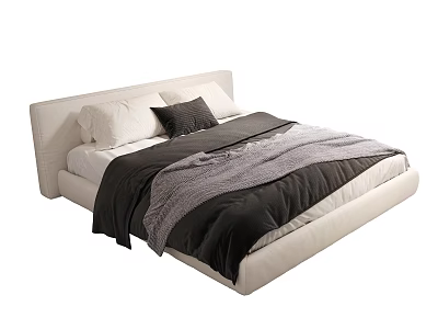 Modern Double Bed Fabric Double Bed 3d model
