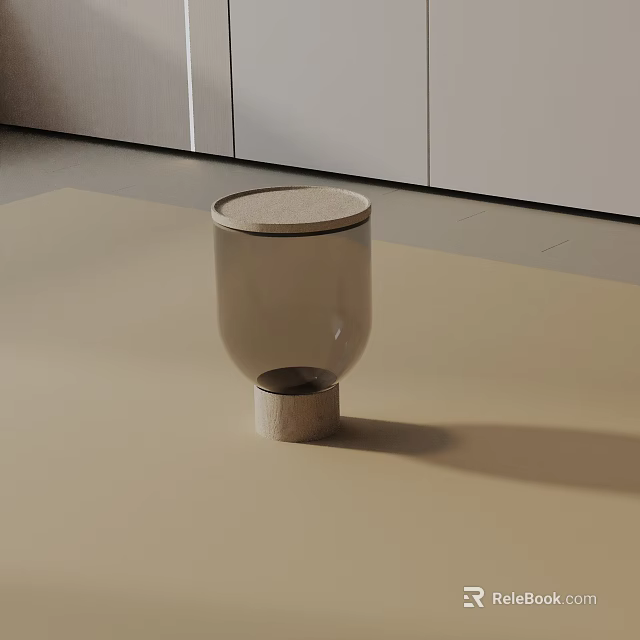 Modern Minimalist Side Table With Transparent Glass Top And Stone Base Design 3d model 