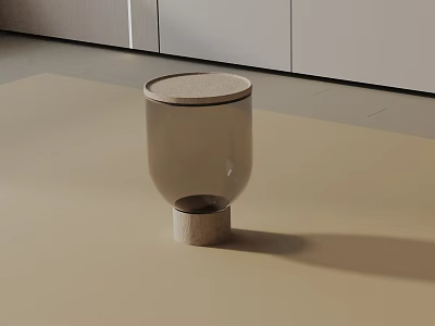 Modern Minimalist Side Table With Transparent Glass Top And Stone Base Design 3d model