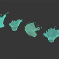 Colorful Liquid Splash Artistic Sculptures in Blue Brown Red Purple on Gray Background