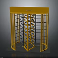 Yellow Full Height Security Turnstile With Metal Frame And Spiral Rotating Mechanism