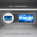 Tech Exhibition Hall With Digital Screens Interactive Displays And Car Supermarket Features