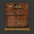Vintage Wooden Storage Box With Gold Decorative Accents And Open Lid Design