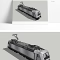 Modern Electric Train With Metallic Locomotive Engine And Pantograph On Railway Track