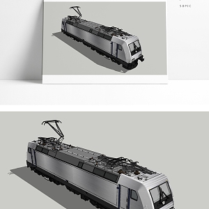 modern train locomotive 3d model