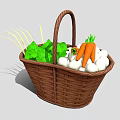 Wicker Storage Basket For Kitchen With Fresh Carrots Lettuce And Onions