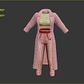 Pink Long Coat With White Inner Top Brown Belt And Pants Outfit