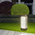 Contemporary Outdoor Lights Illuminate Modern Building Garden With Lawn And Trees