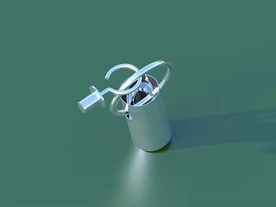 Silver Metal Hardware Tool With Loop Handles And Square Component Structure 3d model