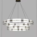 Modern Multi Layer Glass Panel Chandelier With Illuminated Design Hanging In Interior Space 3d model